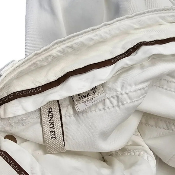 Brunello Cucinelli Womens Skinny Fit Jeans in White Low-Mid Rise Size 6 - Picture 11 of 14